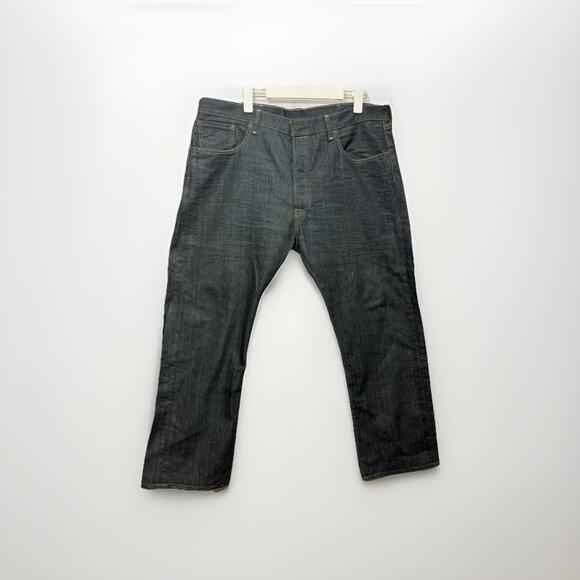 Levi’s 501 Original Fit Jeans Men’s 38x32 Button Straight Leg Dark Wash Denim - Picture 1 of 12